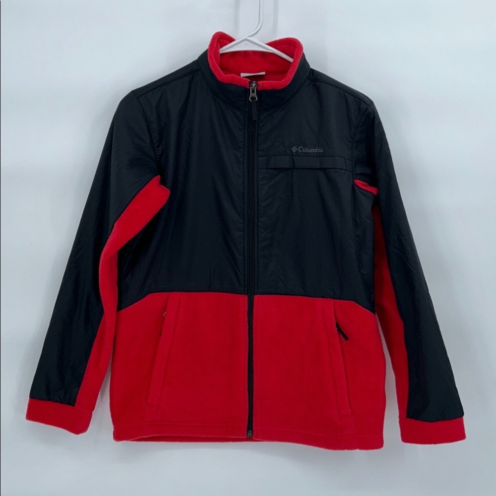 Columbia Youth Large Red Black Fleece Jacket Full Zip Outdoor L (14-16) - Picture 3 of 7